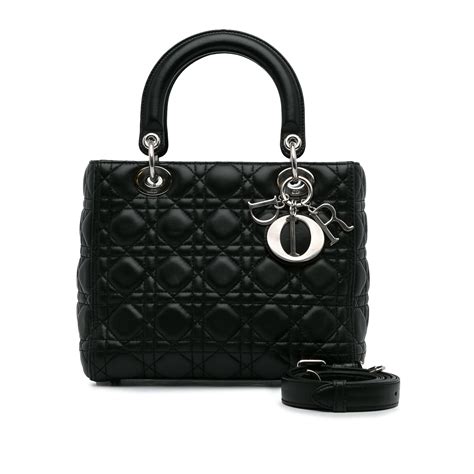 lady dior media nera|CHRISTIAN DIOR BORSA LADY DIOR MEDIA IN VARNISH .